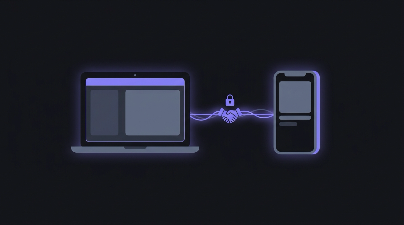 Connecting devices through an encrypted pairing handshake without an account